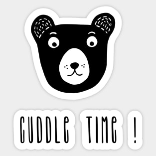 Cuddle time bear black and white illustration Sticker